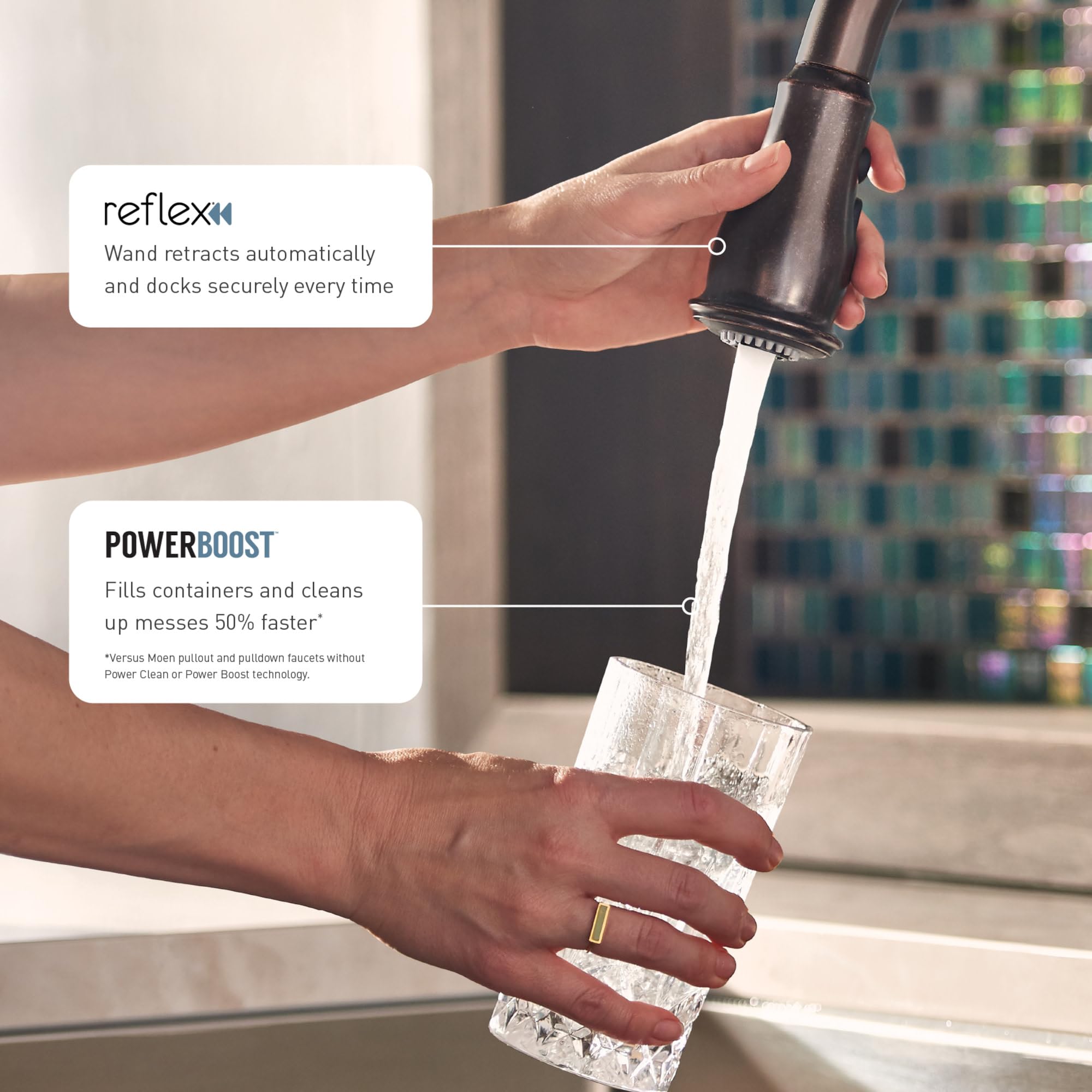 Moen Brantford Oil Rubbed Bronze One-Handle Pulldown Kitchen Sink Faucet Featuring Power Boost And Reflex Retractable Docking Sy